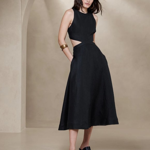 Linen Banana Republic Quite Luxury Dark Blue dress - Picture 1 of 3